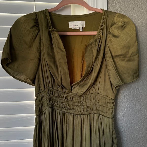 SUMMER COLLECTION ANTHROPOLOGIE Olive Green Maxi Dress Somerset collection - Picture 9 of 14
